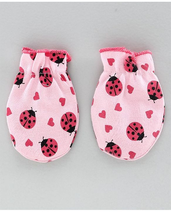 Babyhug Cap Mitten & Booties Pink - Diameter 12 cm