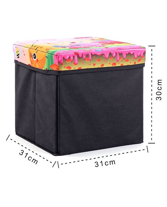 Babyhug Sto-Sit Foldable Storage Box  Cake Land - Pink & Black