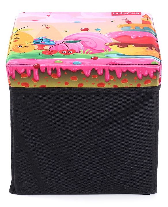 Babyhug Sto-Sit Foldable Storage Box  Cake Land - Pink & Black