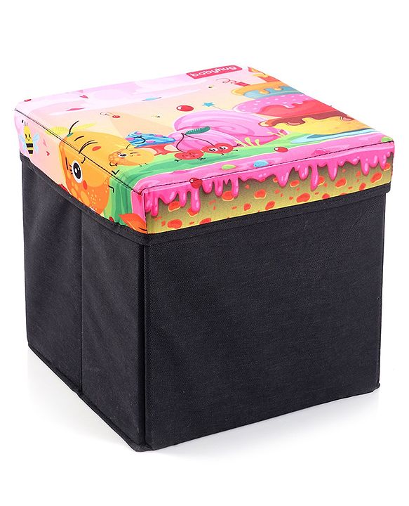 Babyhug Sto-Sit Foldable Storage Box  Cake Land - Pink & Black