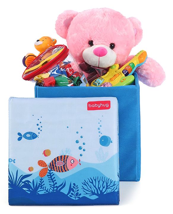 Babyhug Sto-Sit Foldable Storage Box  Fish Print - Blue