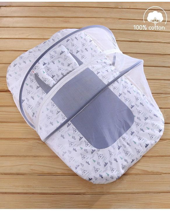 Babyhug 100% Cotton Mosquito Net Bedding Set Desert Print - Blue