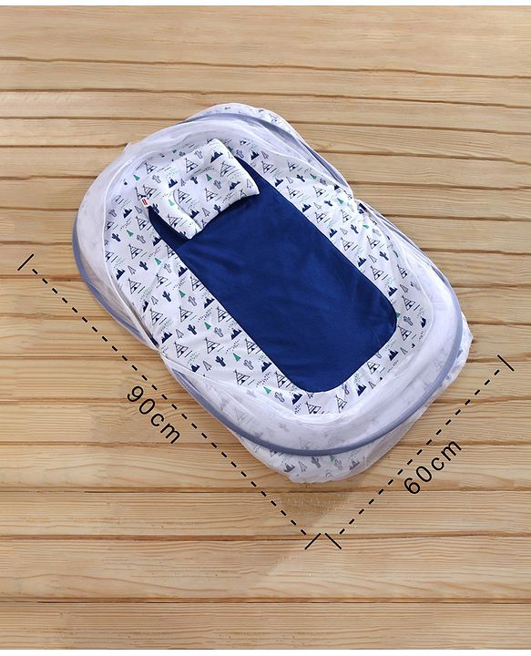 Babyhug 100% Cotton Mosquito Net Bedding Set Desert Print - Blue