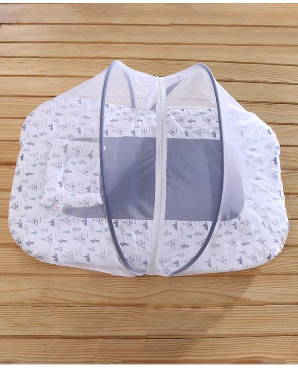 Babyhug 100% Cotton Mosquito Net Bedding Set Desert Print - Blue