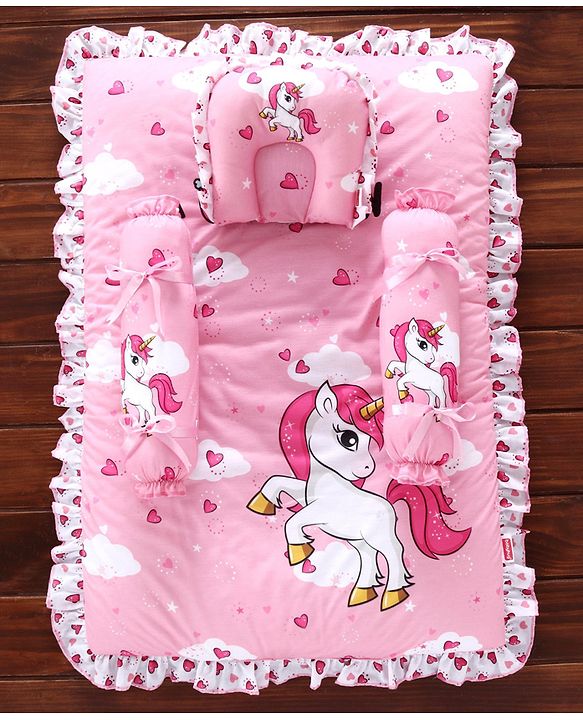 Babyhug Bedding Set Unicorn Print - Pink
