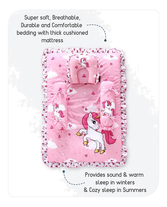 Babyhug Bedding Set Unicorn Print - Pink