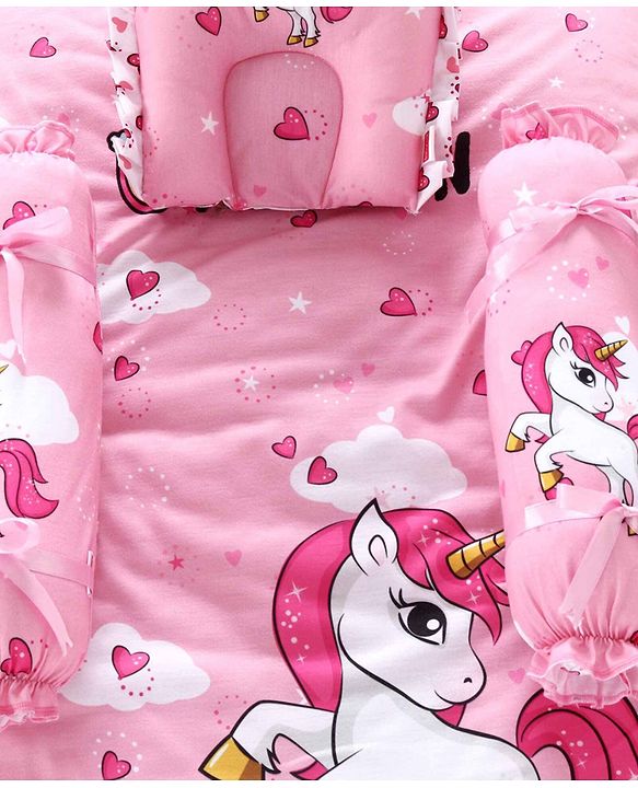 Babyhug Bedding Set Unicorn Print - Pink