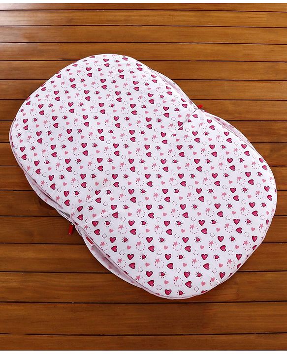 Babyhug Mosquito Net Set With Mattress Unicorn Print - Pink