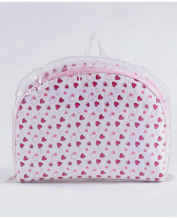 Babyhug Mosquito Net Set With Mattress Unicorn Print - Pink