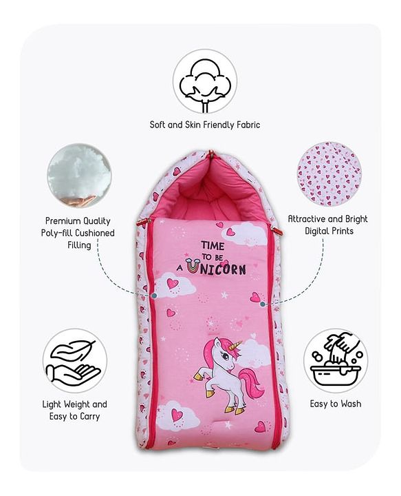 Babyhug Premium Sleeping Bag Unicorn Print - Pink