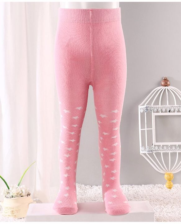 Cute Walk By Babyhug Anti-Bacterial Footed Tights Star Print - Pink