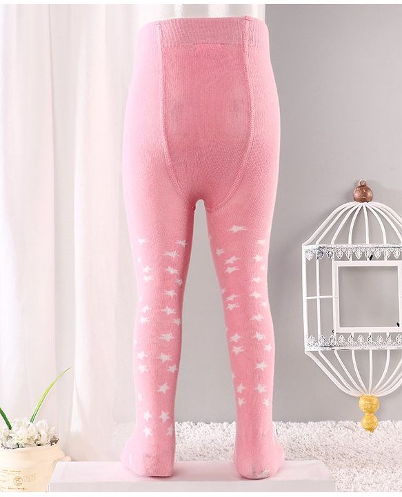 Cute Walk By Babyhug Anti-Bacterial Footed Tights Star Print - Pink