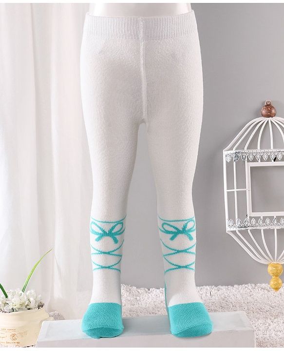 Cute Walk by Babyhug Antibacterial Footed Tights - Off White Blue