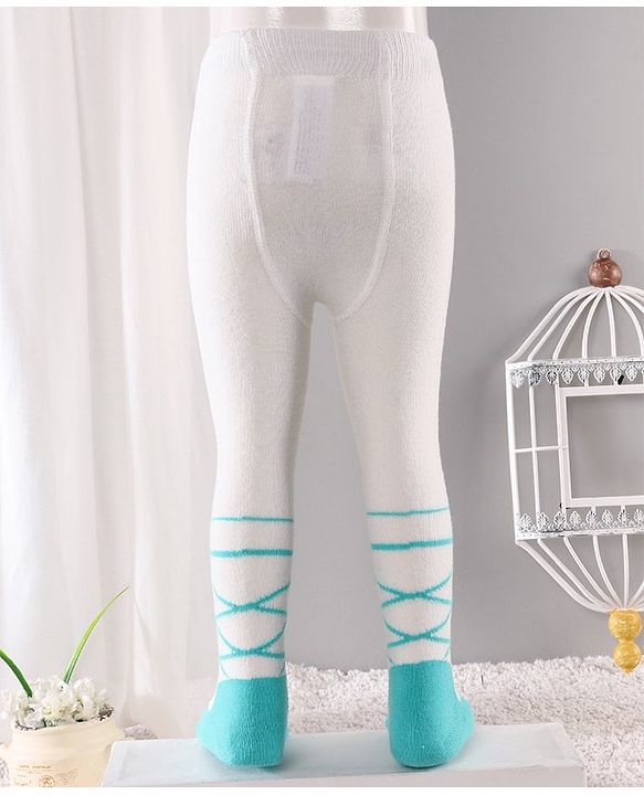 Cute Walk by Babyhug Antibacterial Footed Tights - Off White Blue
