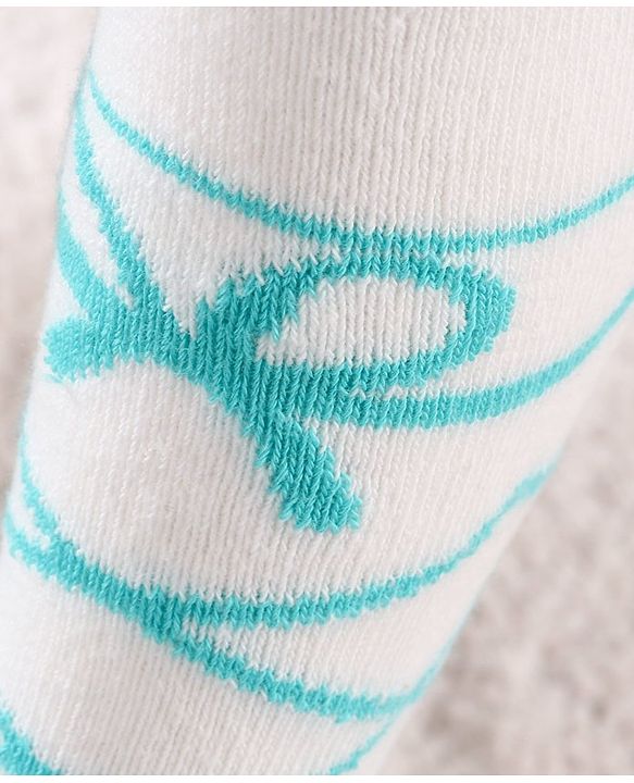 Cute Walk by Babyhug Antibacterial Footed Tights - Off White Blue