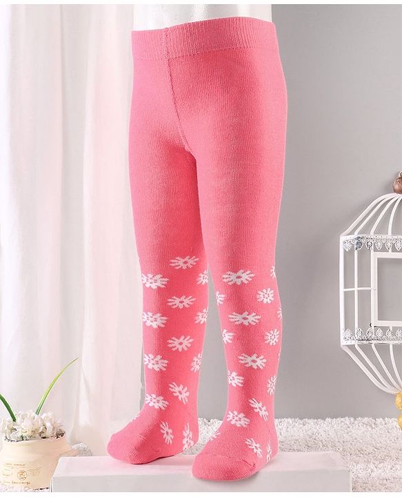 Cute Walk by Babyhug Antibacterial Footed Tights Floral Print - Pink