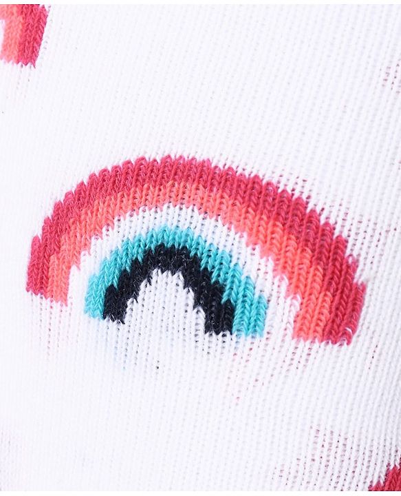 Cute Walk by Babyhug Antibacterial Footed Tights Rainbow Design - White Pink