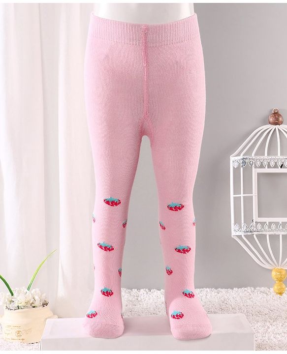 Cute Walk by Babyhug Antibacterial Footed Tights Strawberry Design - Pink
