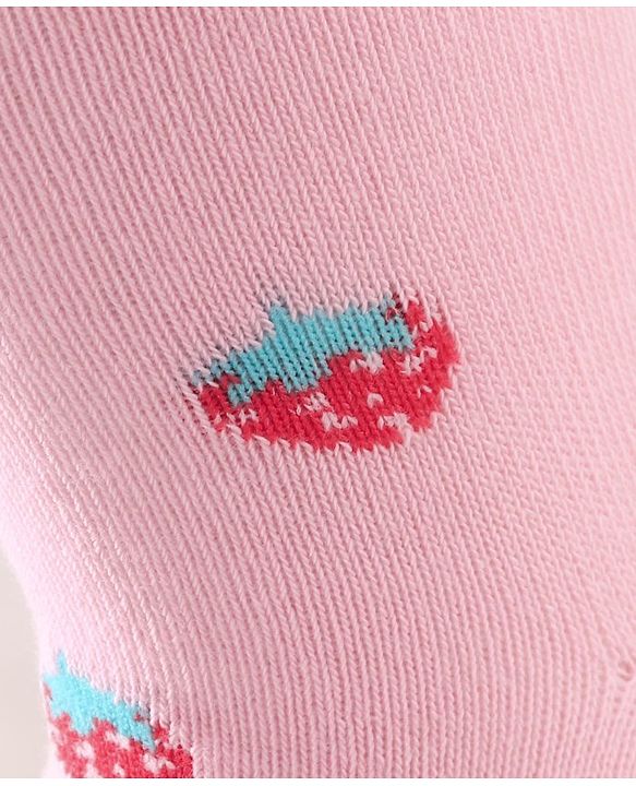 Cute Walk by Babyhug Antibacterial Footed Tights Strawberry Design - Pink