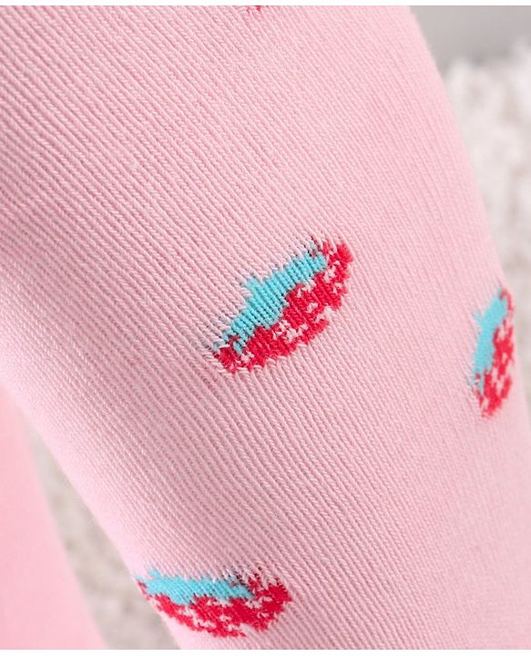 Cute Walk by Babyhug Antibacterial Footed Tights Strawberry Design - Pink