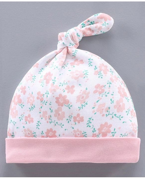 Babyhug 100% Cotton Cap Mitten & Booties Set Pink - Diameter 10 cm