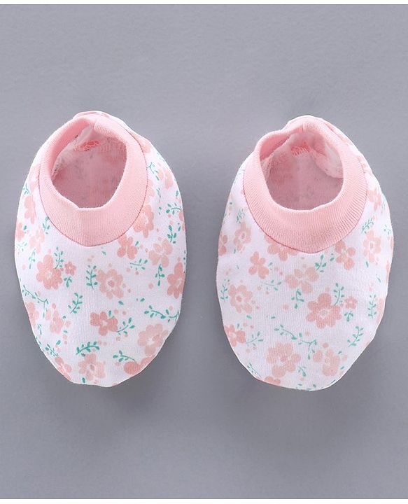 Babyhug 100% Cotton Cap Mitten & Booties Set Pink - Diameter 10 cm