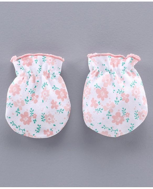Babyhug 100% Cotton Cap Mitten & Booties Set Pink - Diameter 10 cm