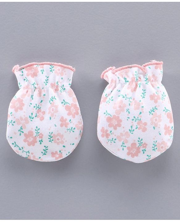 Babyhug 100% Cotton Cap Mitten & Booties Set Pink - Diameter 10 cm
