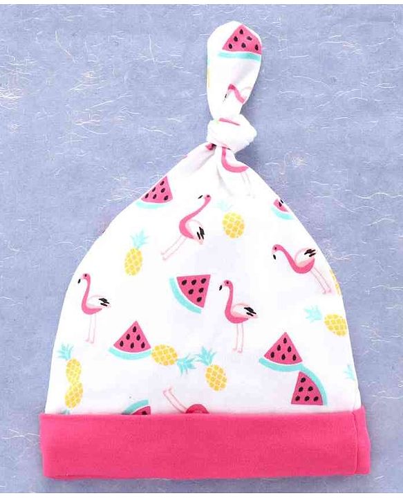 Babyhug 100% Cotton Cap Mitten & Booties Pink - Diameter 11.5 cm