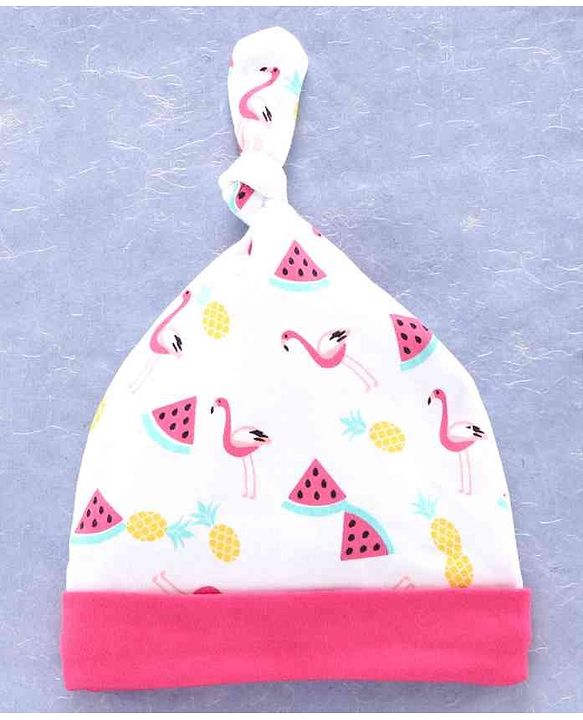Babyhug 100% Cotton Cap Mitten & Booties Pink - Diameter 11.5 cm