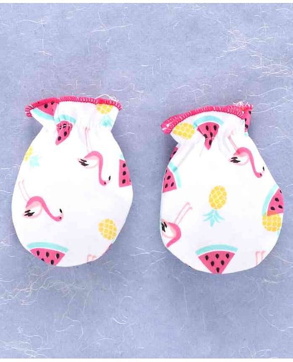 Babyhug 100% Cotton Cap Mitten & Booties Pink - Diameter 11.5 cm