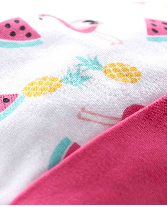 Babyhug 100% Cotton Cap Mitten & Booties Pink - Diameter 11.5 cm