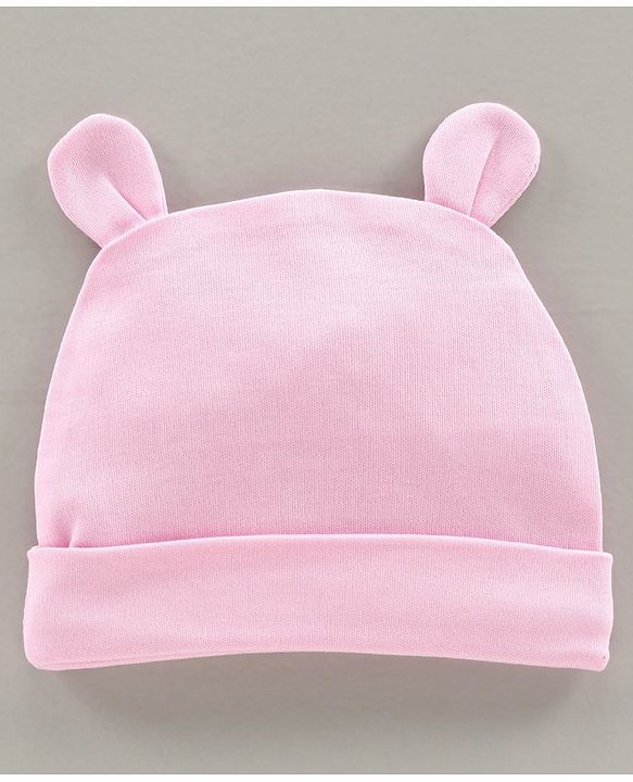 Babyhug 100% Cotton Cap Bear Print Pink - Diameter 9.5 cm