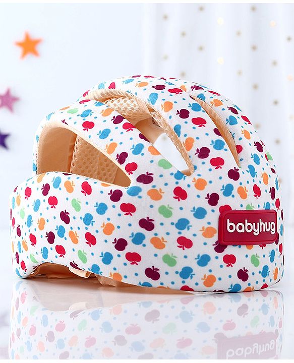 Babyhug Premium Printed Baby Safety Helmet - White