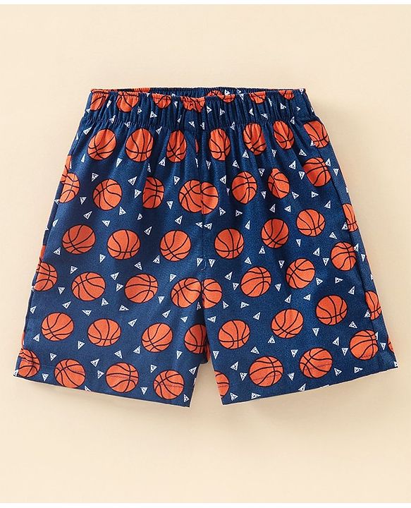 Babyhug 100% Cotton Boxer Basket Ball Print Pack of 3 - Blue