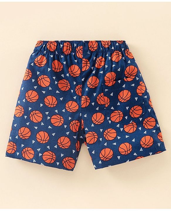 Babyhug 100% Cotton Boxer Basket Ball Print Pack of 3 - Blue