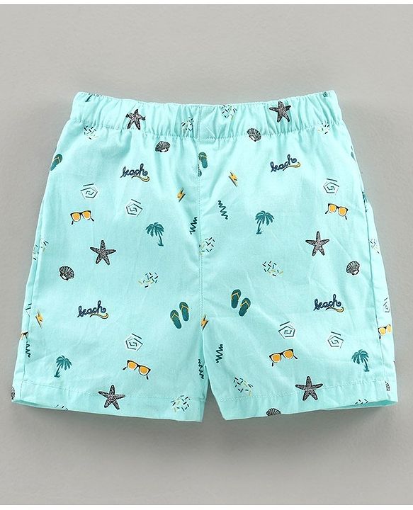 Babyhug 100% Cotton Boxers Multiprint Pack of 3 - Blue