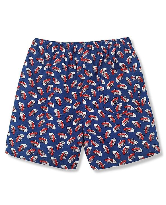 Babyhug 100% Cotton Boxers Shoes Print Pack of 2 - Red Blue