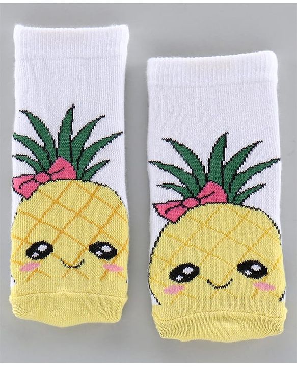 Cute Walk by Babyhug Anti-bacterial Ankle Length Socks Pineapple Design Pack of 3 - White Pink