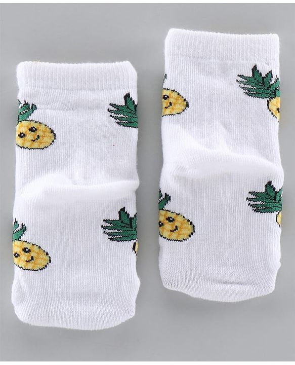 Cute Walk by Babyhug Anti-bacterial Ankle Length Socks Pineapple Design Pack of 3 - White Pink