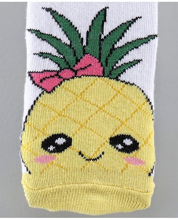 Cute Walk by Babyhug Anti-bacterial Ankle Length Socks Pineapple Design Pack of 3 - White Pink