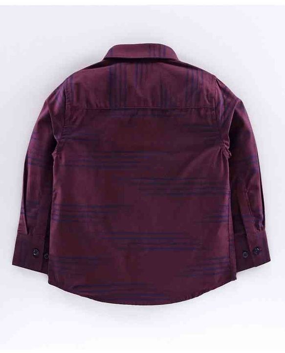 Babyhug Full Sleeves Shirt with Bow & Trouser Set - Maroon Blue