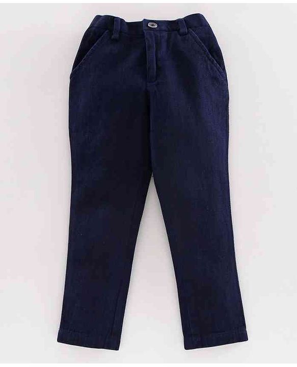 Babyhug Full Sleeves Shirt with Bow & Trouser Set - Maroon Blue