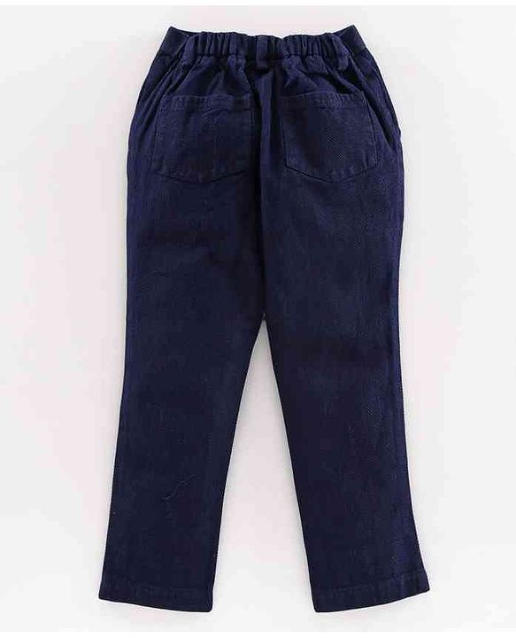Babyhug Full Sleeves Shirt with Bow & Trouser Set - Maroon Blue