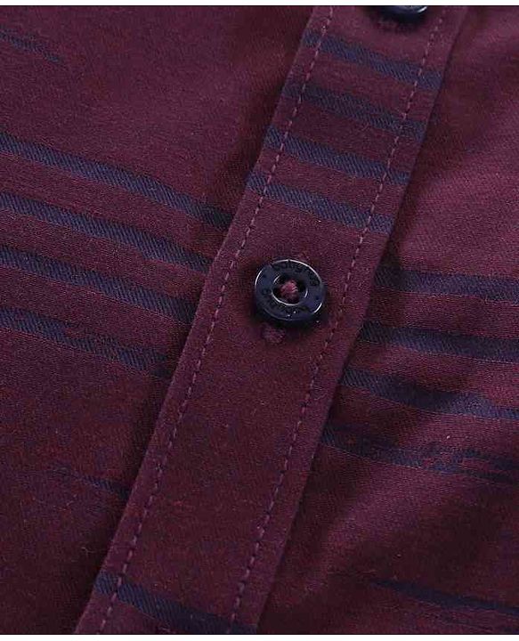 Babyhug Full Sleeves Shirt with Bow & Trouser Set - Maroon Blue
