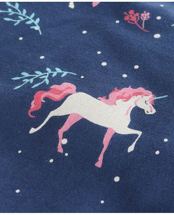 Pine Kids Full Sleeves Biowashed Hooded Sweat Jacket Reversible Sequin Detailing - Navy Blue
