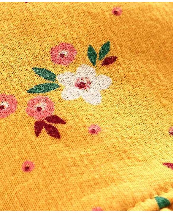 Pine Kids Full Sleeves Printed Biowashed Hooded Sweat Jacket Unique Embroidery - Yellow