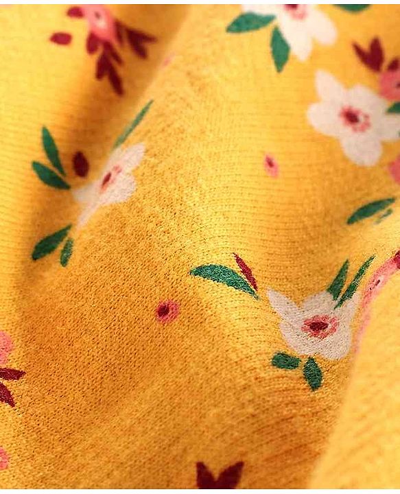 Pine Kids Full Sleeves Printed Biowashed Hooded Sweat Jacket Unique Embroidery - Yellow