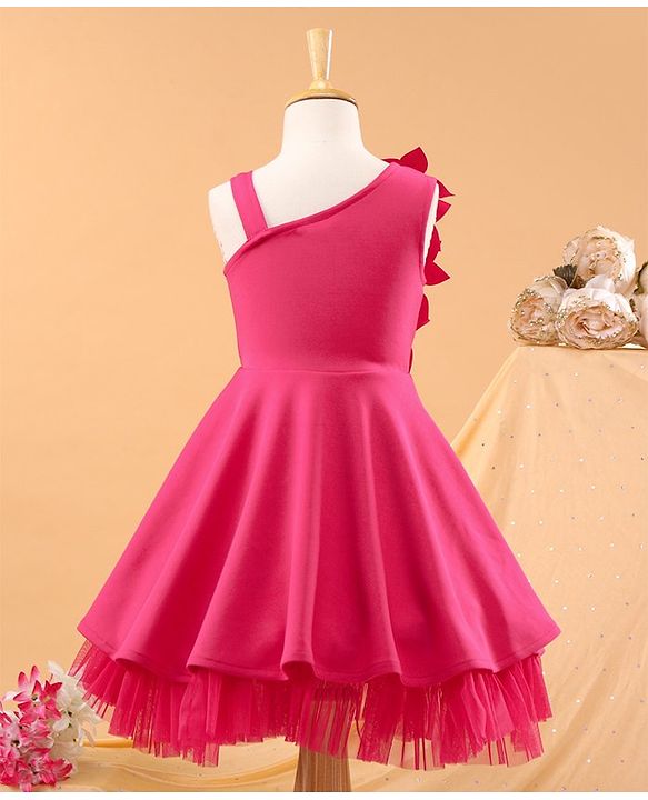 Babyhug Sleeveless Party Frock Floral Detail - Pink