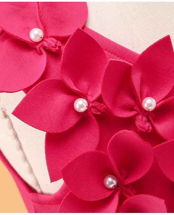 Babyhug Sleeveless Party Frock Floral Detail - Pink